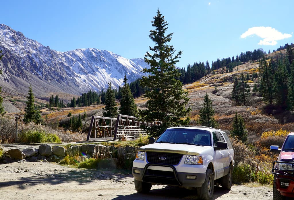 Parked at Stephen's Gulch, Mount Edwards visible in the background.